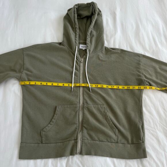 MATE The Label Organic Terry Full Zip Hoodie Sweatshirt Sage Green, Size Medium - Picture 6 of 14